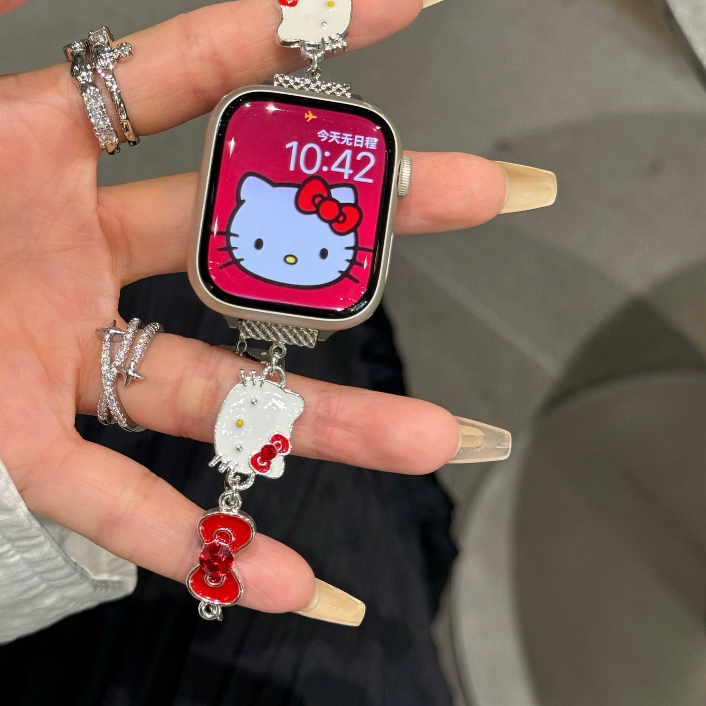 Kitty Charm Bracelet Adjustable Apple Watch Band Jewelry Metal Strap Bands  for iWatch Series wb