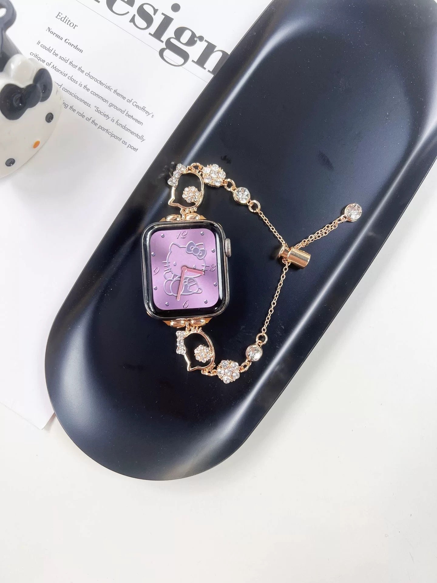 Kitty Apple Watch Band Adjustable Rhinestone Bracelet Jewelry Metal Strap Bands  for iWatch Series wb