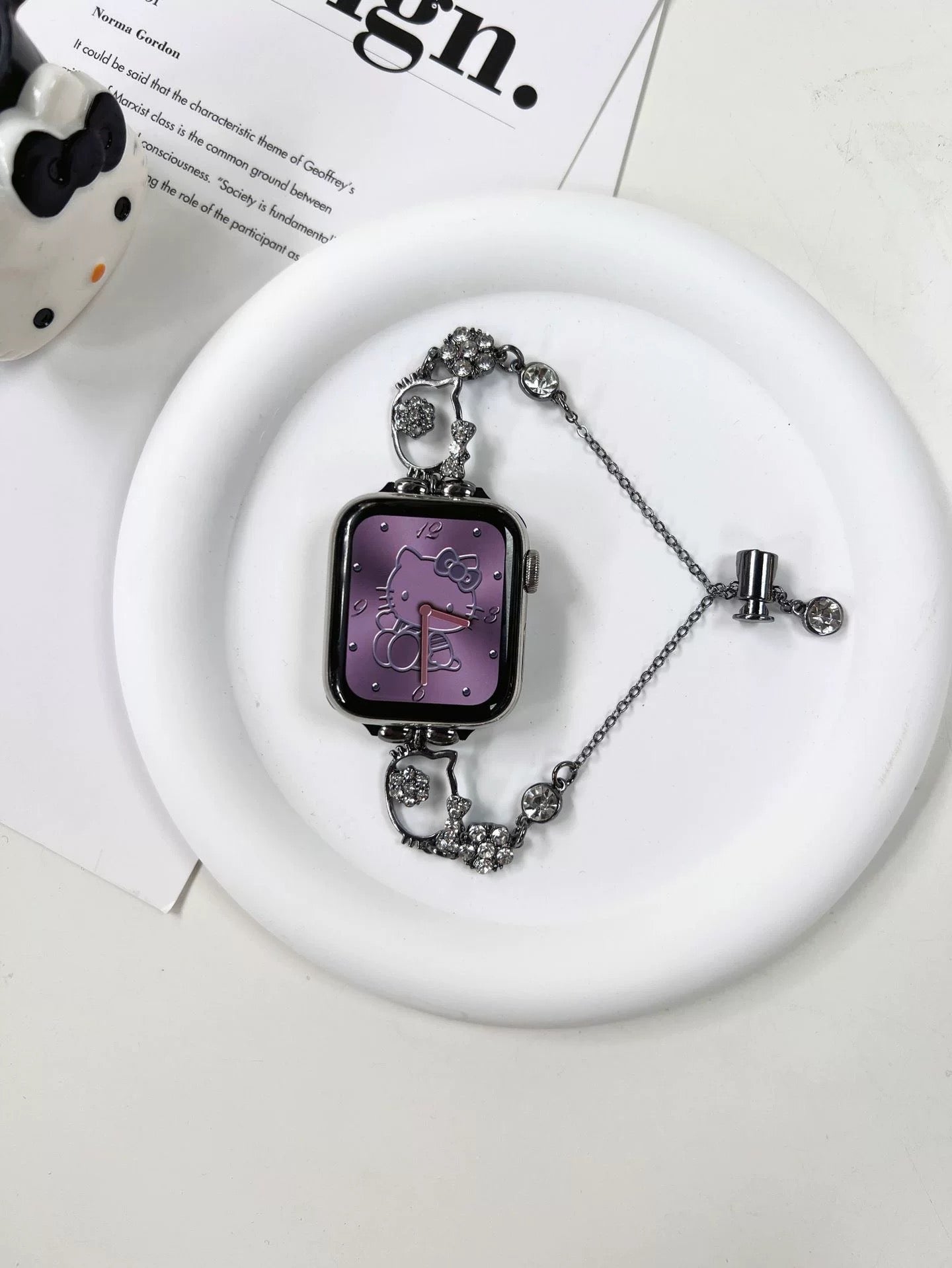 Kitty Apple Watch Band Adjustable Rhinestone Bracelet Jewelry Metal Strap Bands  for iWatch Series wb
