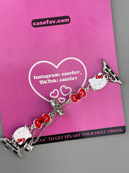 Kitty Charm Bracelet Adjustable Apple Watch Band Jewelry Metal Strap Bands  for iWatch Series wb