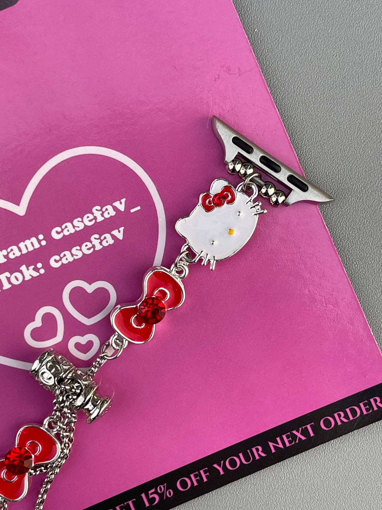 Kitty Charm Bracelet Adjustable Apple Watch Band Jewelry Metal Strap Bands  for iWatch Series wb