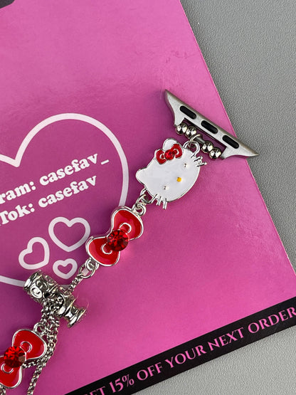 Kitty Charm Bracelet Adjustable Apple Watch Band Jewelry Metal Strap Bands  for iWatch Series wb