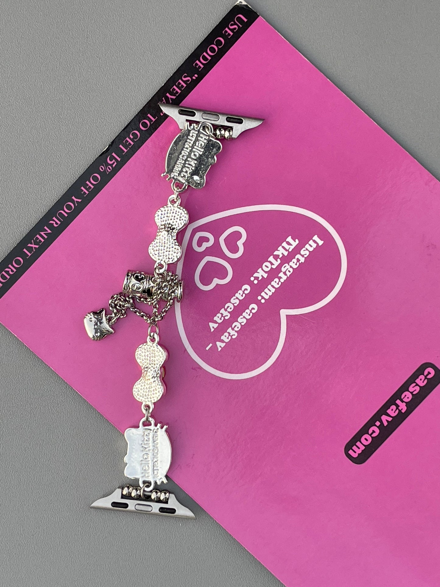 Kitty Charm Bracelet Adjustable Apple Watch Band Jewelry Metal Strap Bands  for iWatch Series wb