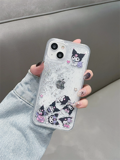 Coque de téléphone transparente mignonne et kawaii à paillettes liquides Sanrio Bling