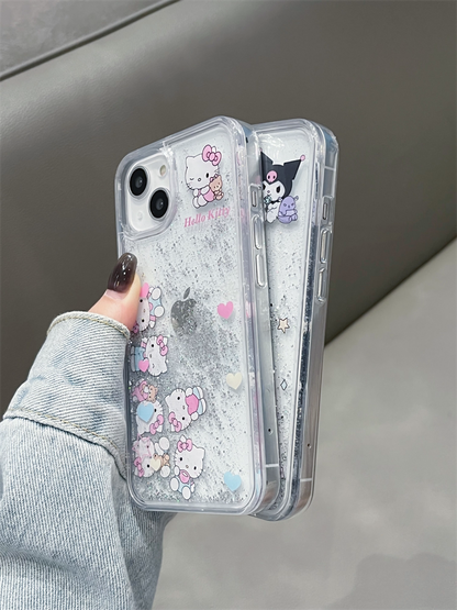 Coque de téléphone transparente mignonne et kawaii à paillettes liquides Sanrio Bling