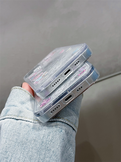 Coque de téléphone transparente mignonne et kawaii à paillettes liquides Sanrio Bling