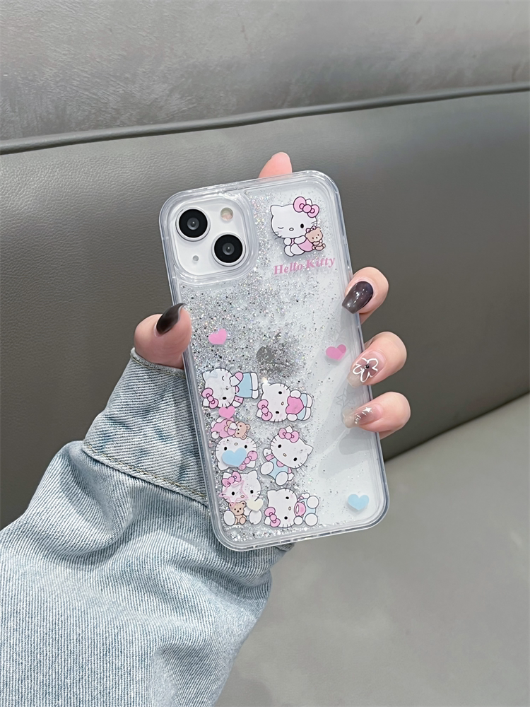 Coque de téléphone transparente mignonne et kawaii à paillettes liquides Sanrio Bling
