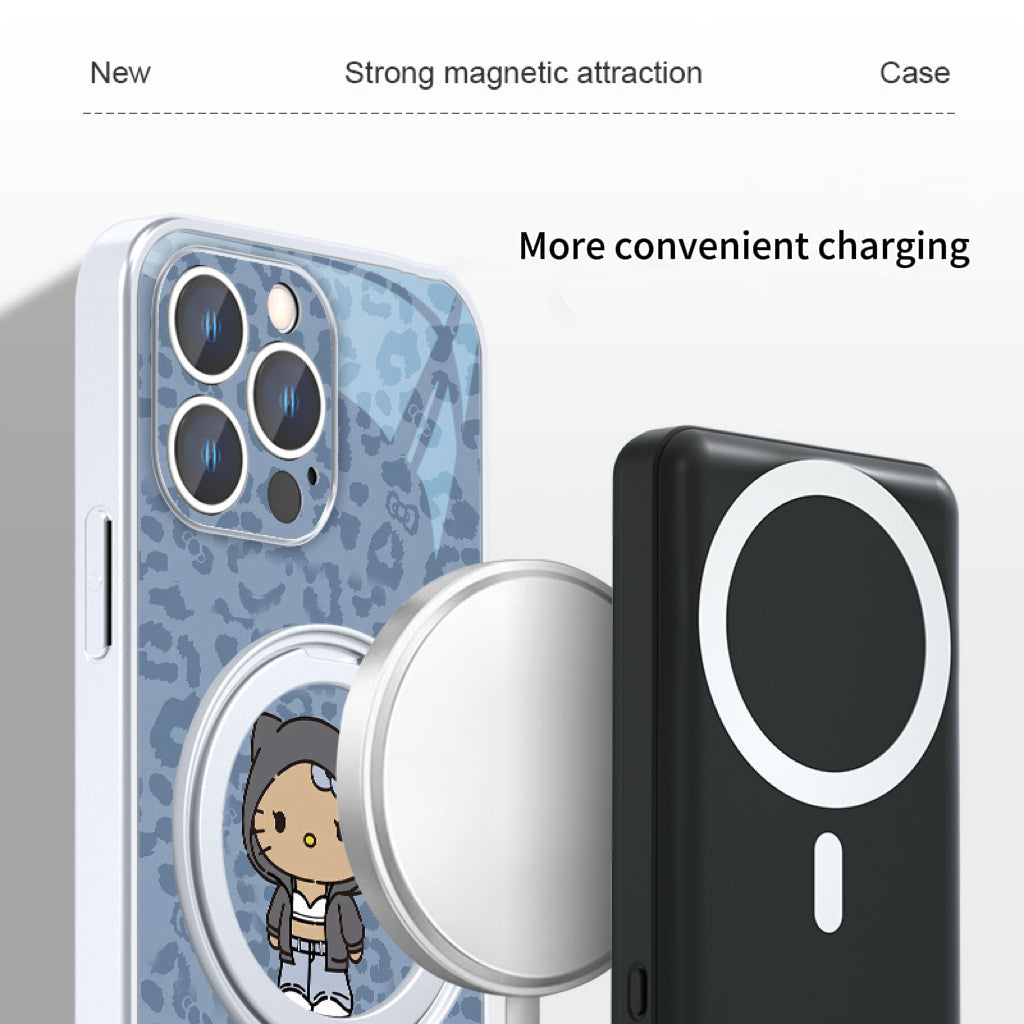 Kitty magnetic phone case with built-in stand