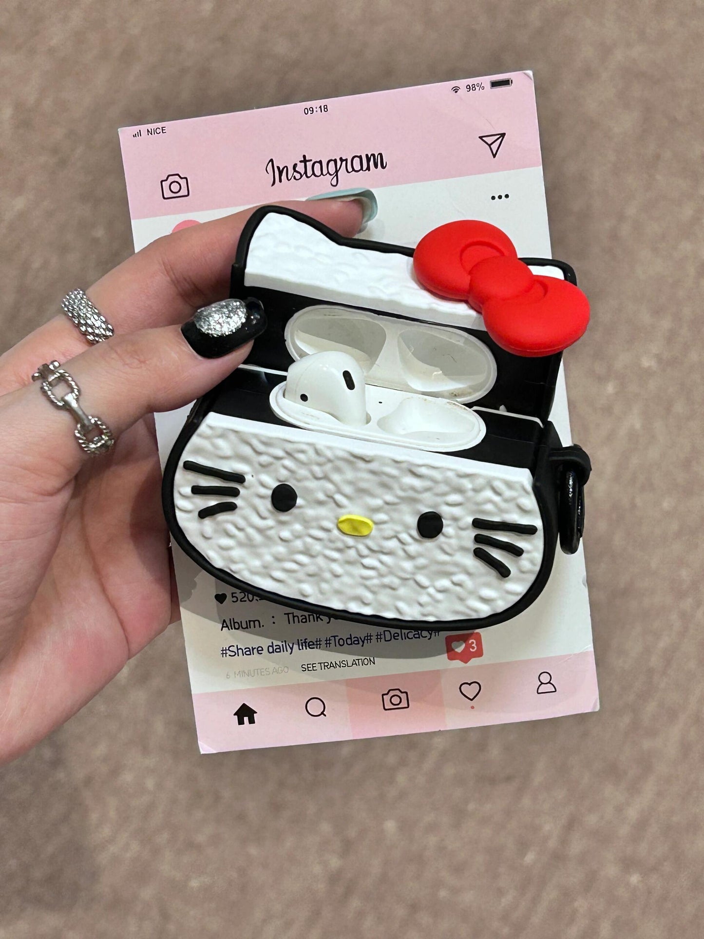 Kitty Sashimi Shape Silicone Cute Kawaii AirPods Case