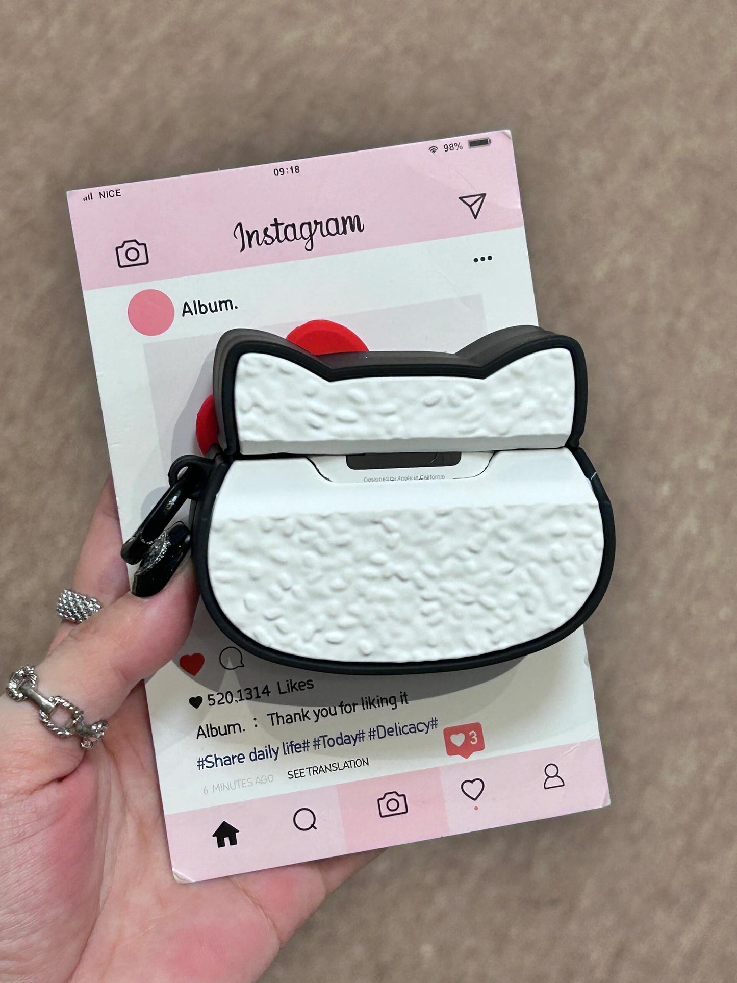 Kitty Sashimi Shape Silicone Cute Kawaii AirPods Case