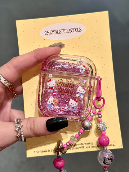 Kitty Clear Acrylic Pink Glitter Cute Kawaii AirPods Case