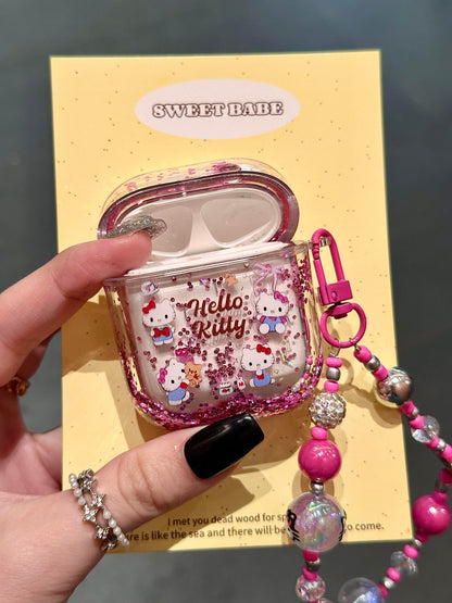 Kitty Clear Acrylic Pink Glitter Cute Kawaii AirPods Case