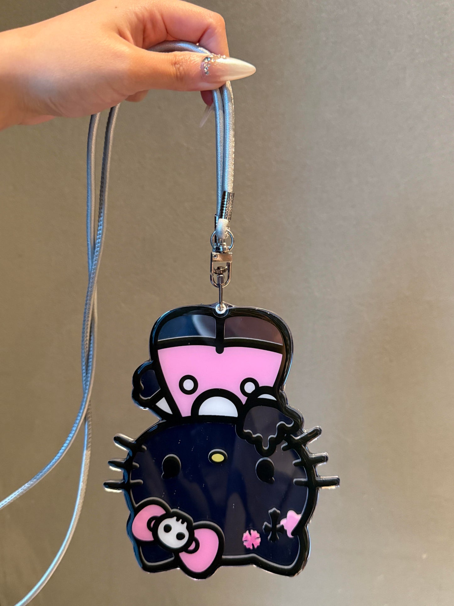 Kitty Shaped Folding Mirror Cute Kawaii Phone Case with Phone Chain