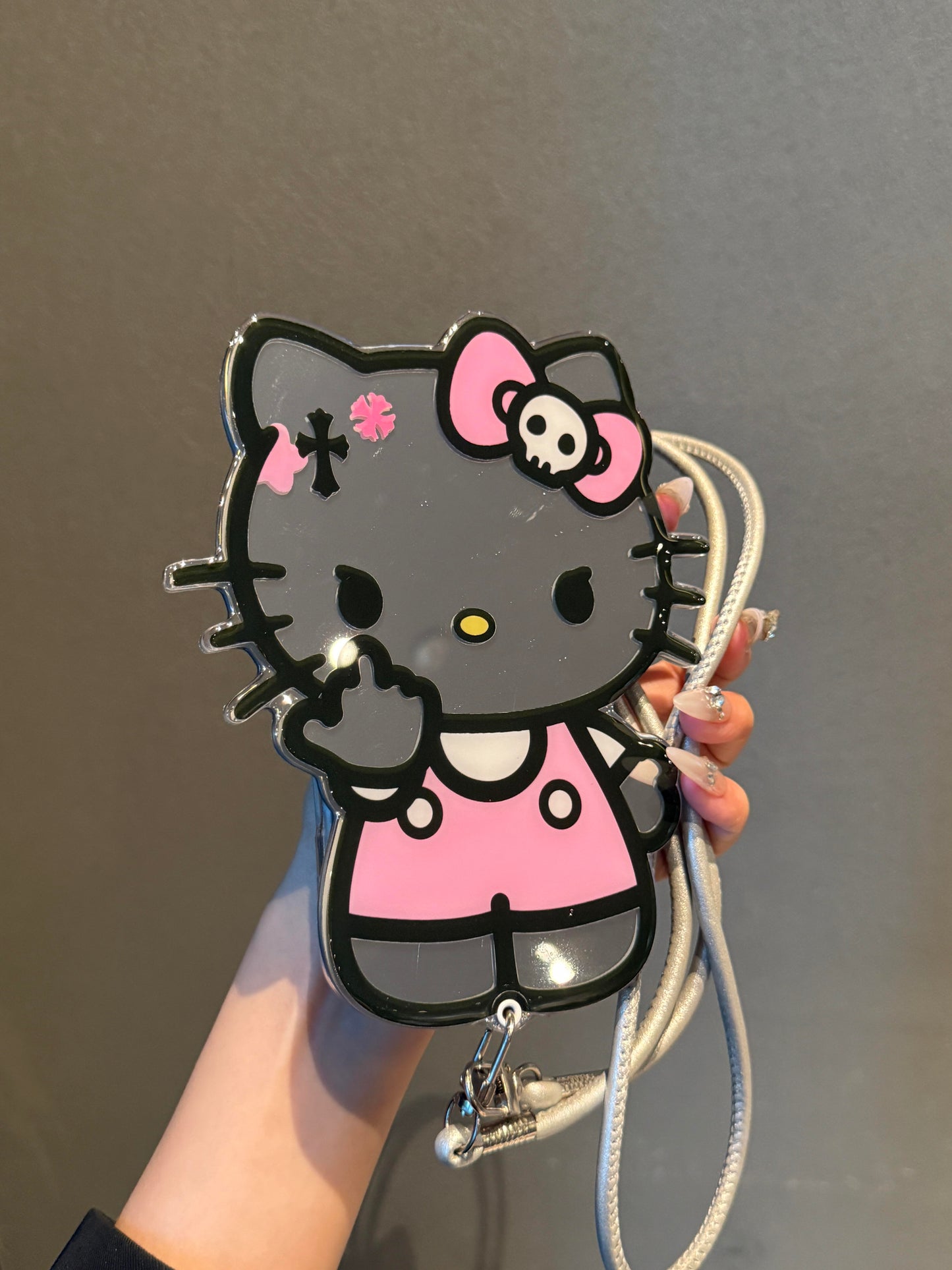 Kitty Shaped Folding Mirror Cute Kawaii Phone Case with Phone Chain