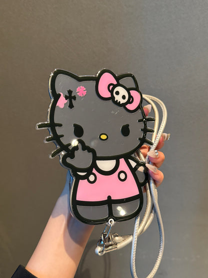 Kitty Shaped Folding Mirror Cute Kawaii Phone Case with Phone Chain