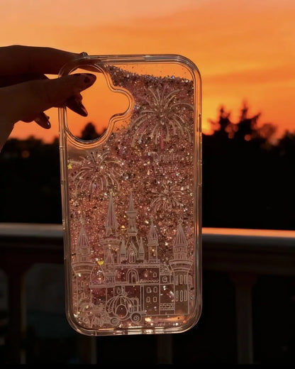 Liquid Quicksand Fireworks Castle Phone Case For iPhone