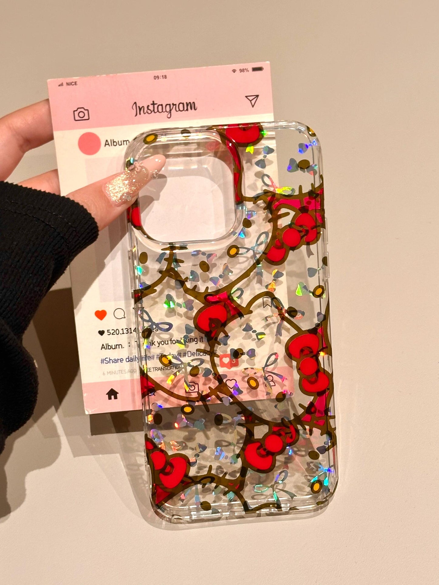 Coque de téléphone transparente à paillettes chaton mignonne kawaii