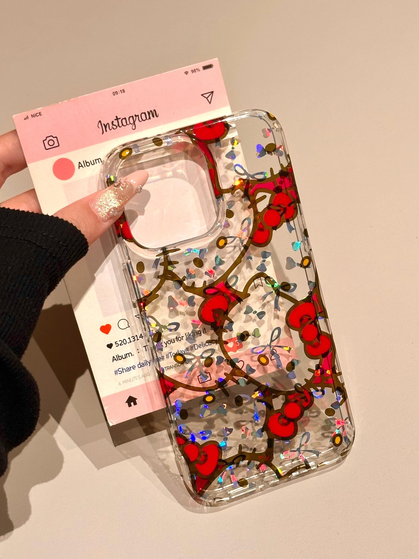 Coque de téléphone transparente à paillettes chaton mignonne kawaii