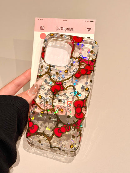 Coque de téléphone transparente à paillettes chaton mignonne kawaii