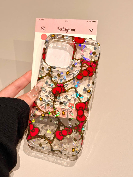 Kitty Glitter Clear Cute Kawaii Phone Case