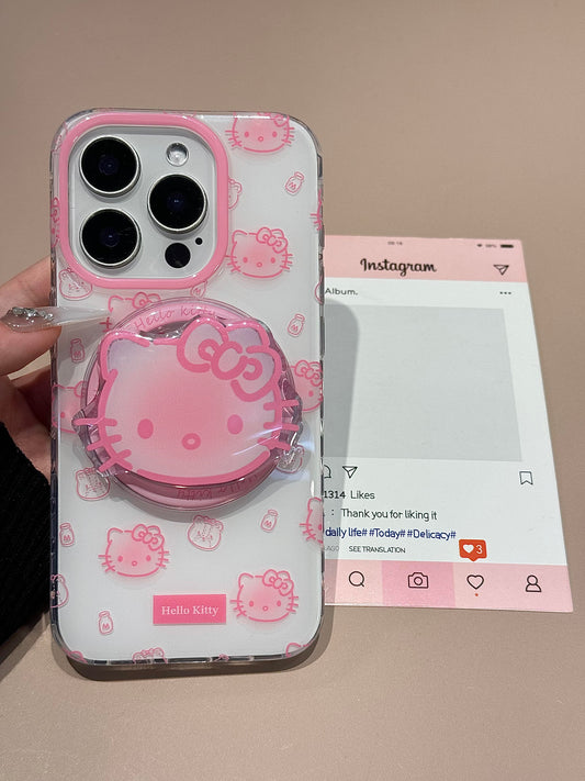 Kitty White Cute Kawaii MagSafe Case + MagSafe Stand Holder / Phone Grip