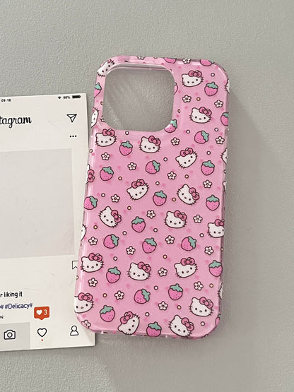 Kitty Pink Strawberry Cute Kawaii Phone Case