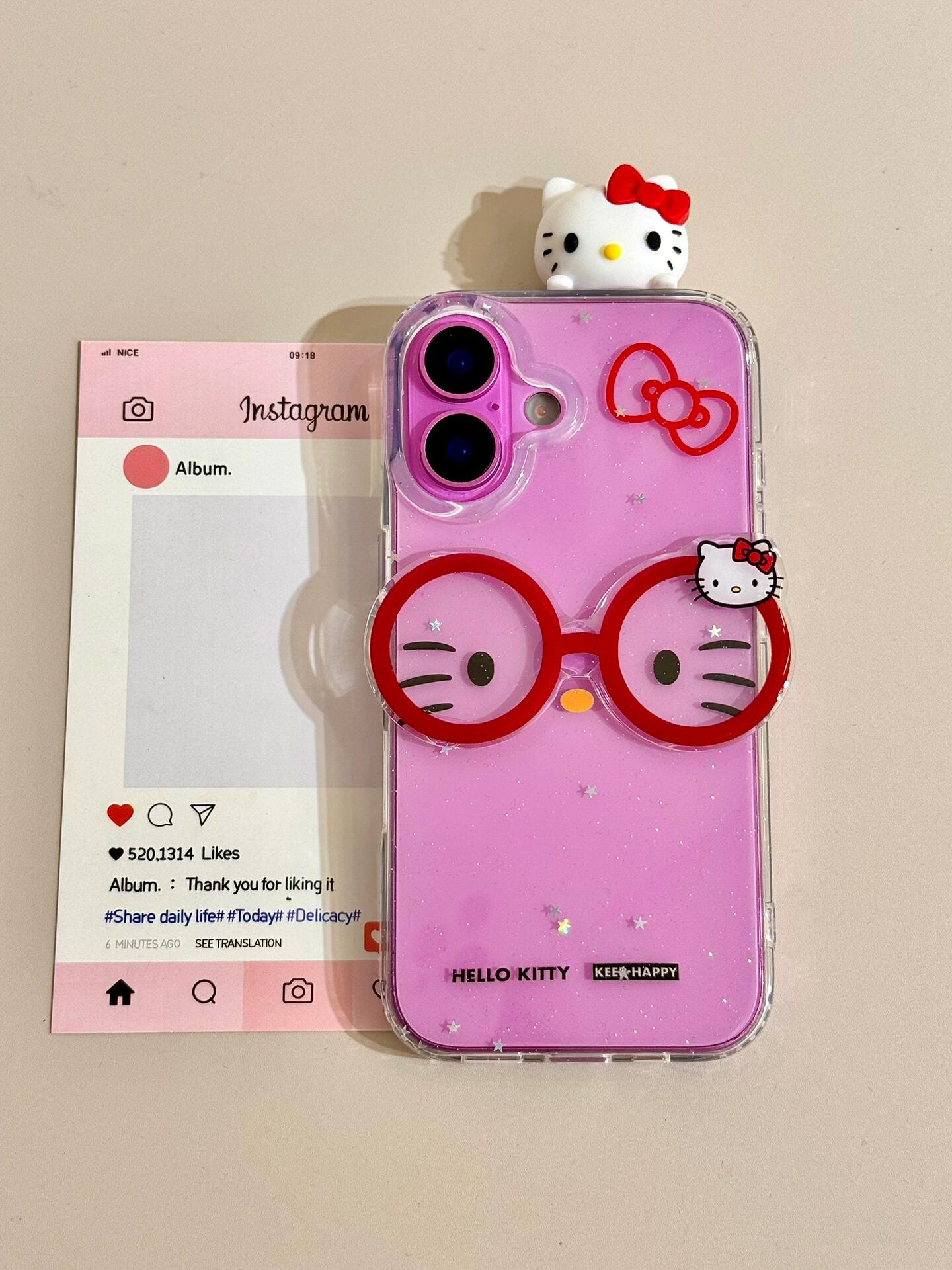 Lunettes transparentes Kitty Hiper, coque de téléphone mignonne et kawaii