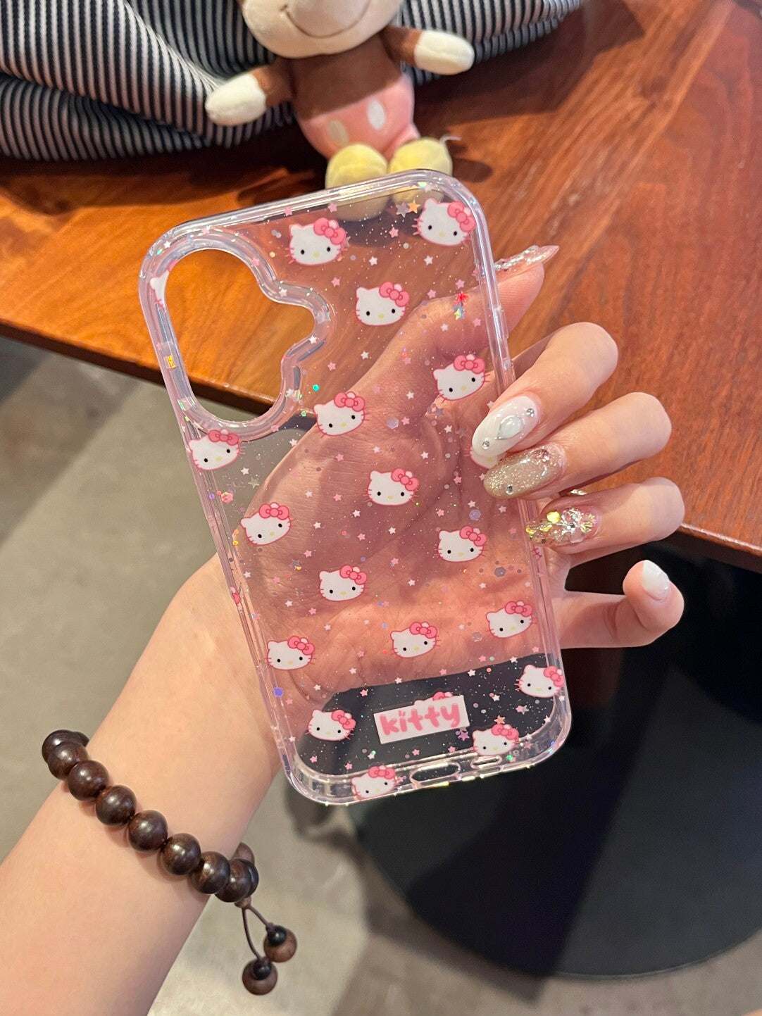 Coque de téléphone transparente à paillettes chaton mignonne kawaii