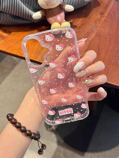 Coque de téléphone transparente à paillettes chaton mignonne kawaii