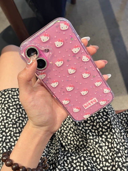 Coque de téléphone transparente à paillettes chaton mignonne kawaii
