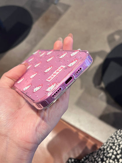 Coque de téléphone transparente à paillettes chaton mignonne kawaii