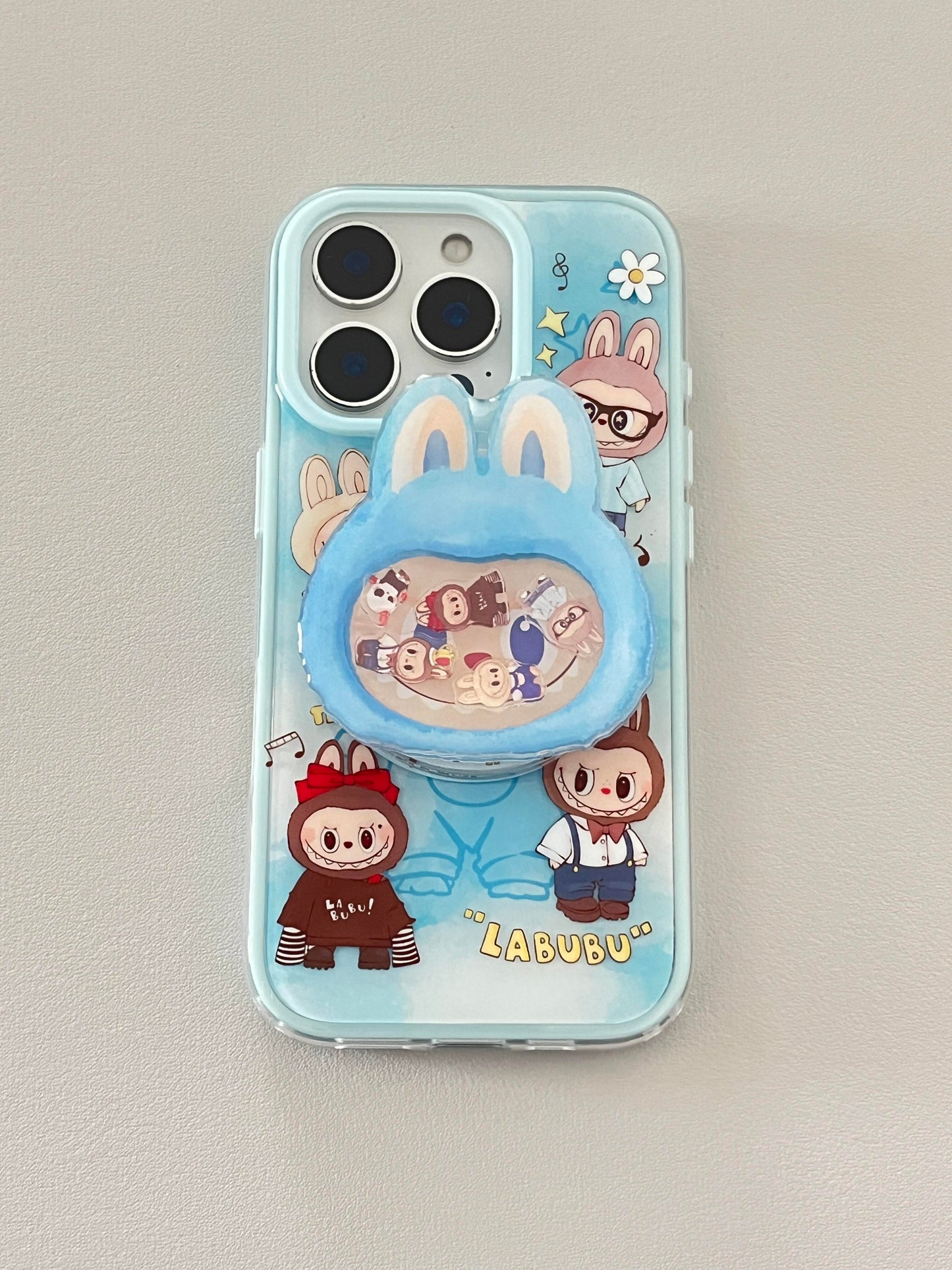 LABUBU Blue Cute Kawaii MagSafe Case + MagSafe Stand Holder / Phone Grip