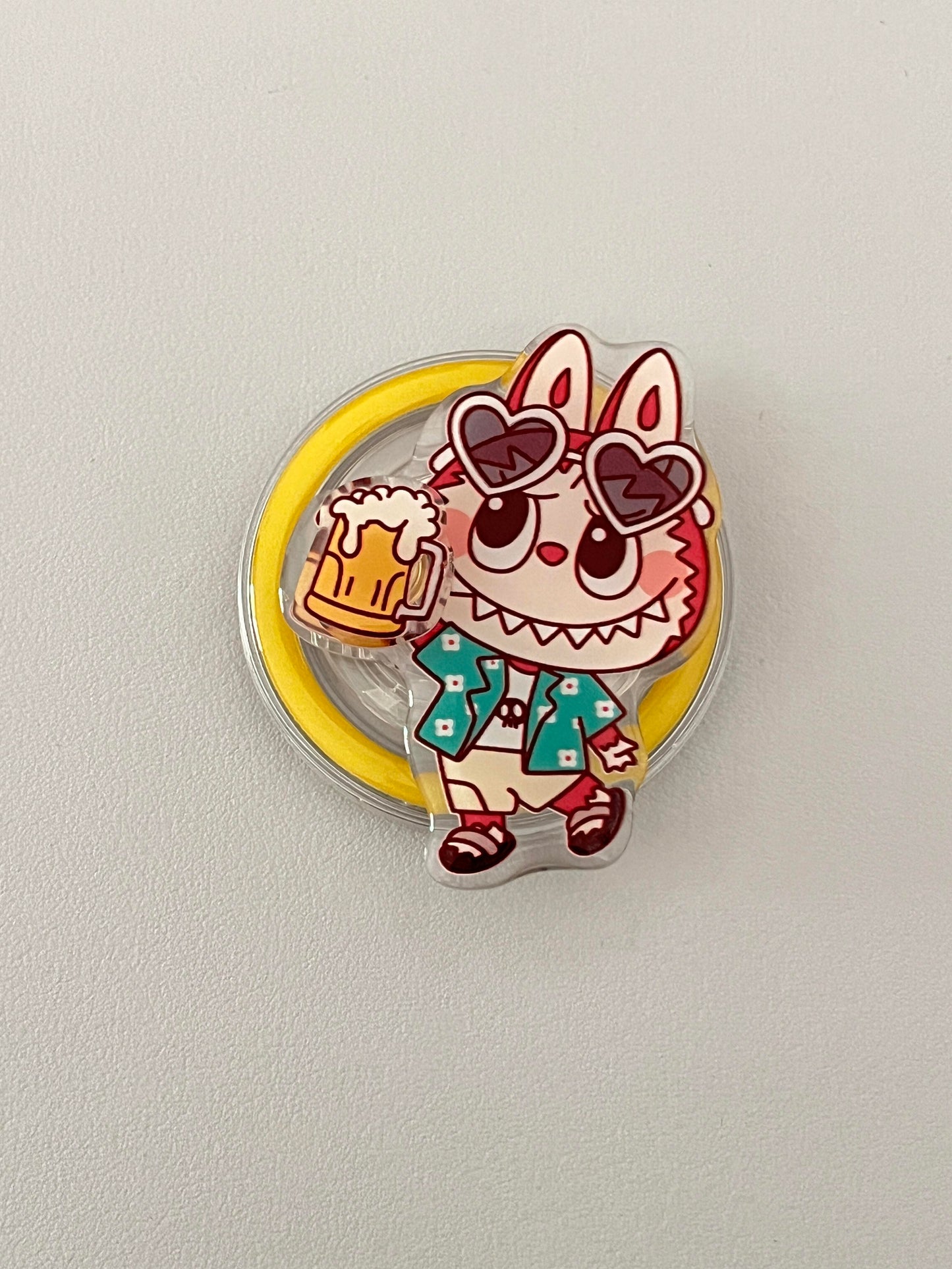 LABUBU Yellow Cute Kawaii MagSafe Case + MagSafe Stand Holder / Phone Grip