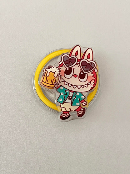 LABUBU Yellow Cute Kawaii MagSafe Case + MagSafe Stand Holder / Phone Grip