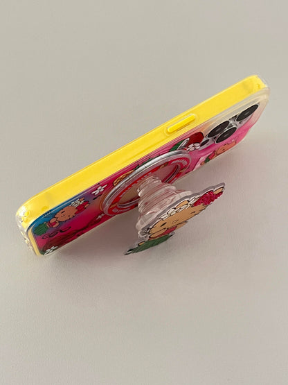 Étui MagSafe Hawaii Tan Kitty Vacation Cute Kawaii + Support MagSafe / Poignée pour téléphone