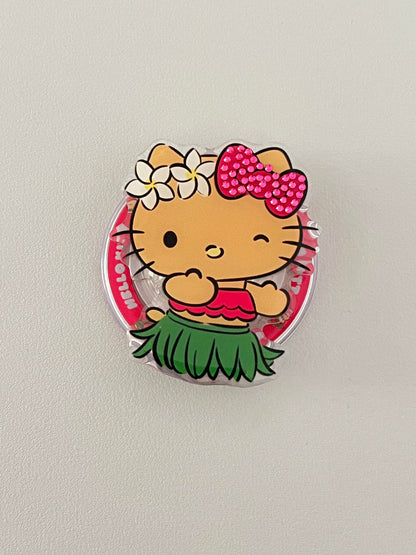 Étui MagSafe Hawaii Tan Kitty Vacation Cute Kawaii + Support MagSafe / Poignée pour téléphone