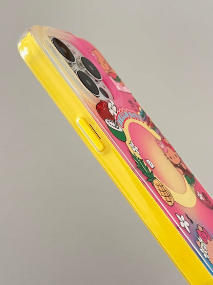 Étui MagSafe Hawaii Tan Kitty Vacation Cute Kawaii + Support MagSafe / Poignée pour téléphone