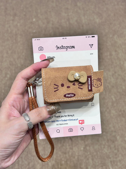 Kitty Brown Suede Cute Kawaii AirPods Case