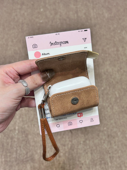 Kitty Brown Suede Cute Kawaii AirPods Case