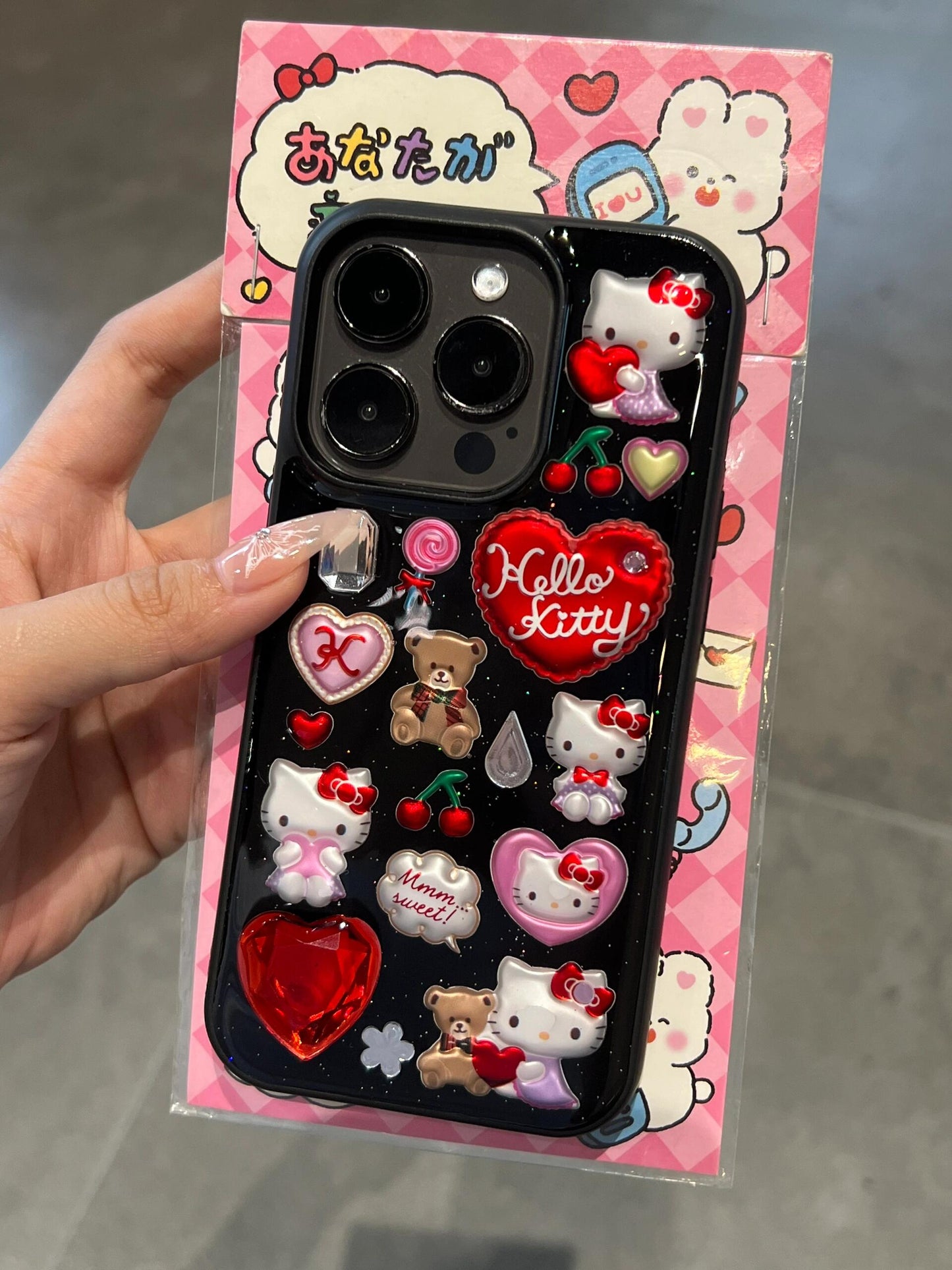 Kitty Black Handmade Stickers Cute Kawaii Phone Case