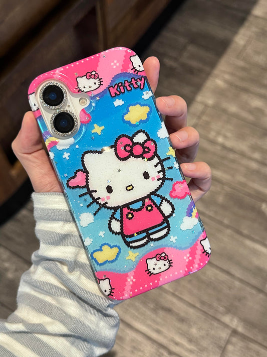 Coque de téléphone chaton pailletée mignonne kawaii