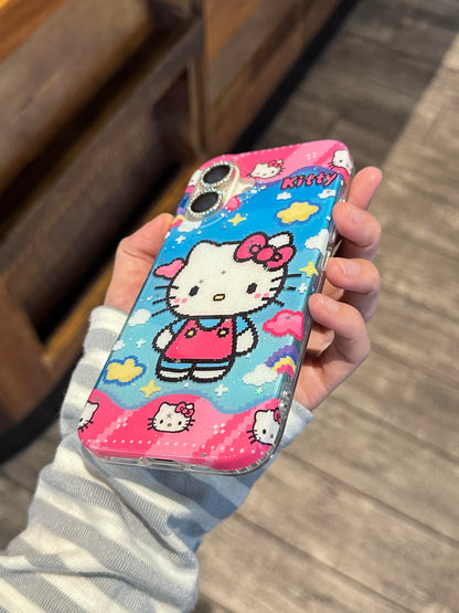 Coque de téléphone chaton pailletée mignonne kawaii