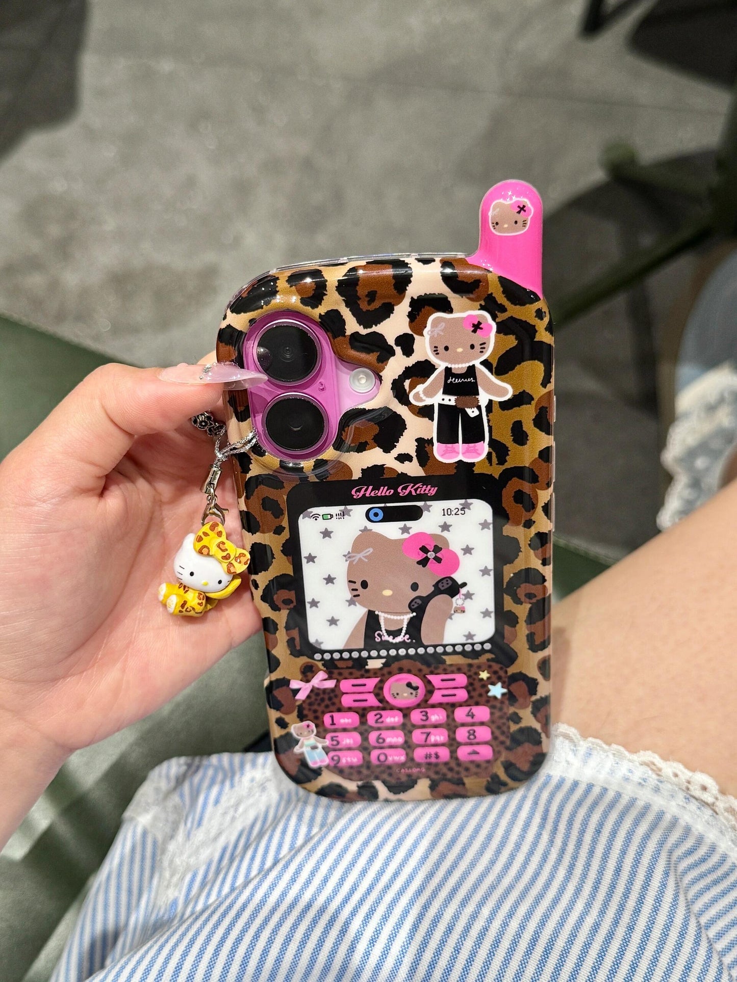 Coque de téléphone en forme de chaton léopard, design rétro et mignon kawaii