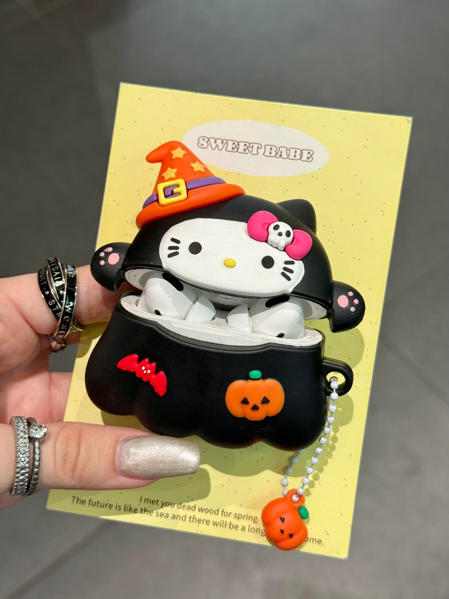 Kitty Black Halloween Ghost Shape Silicone Cute Kawaii AirPods Case