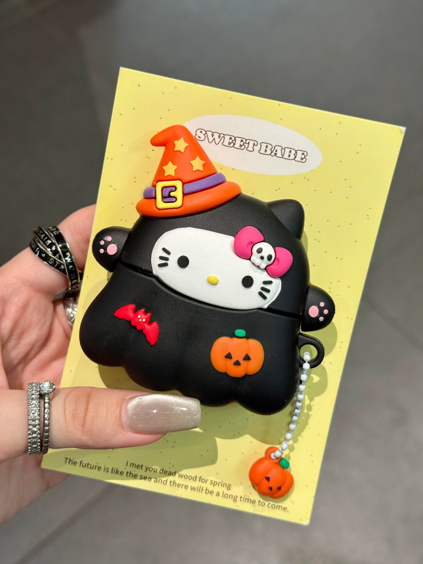 Kitty Black Halloween Ghost Shape Silicone Cute Kawaii AirPods Case