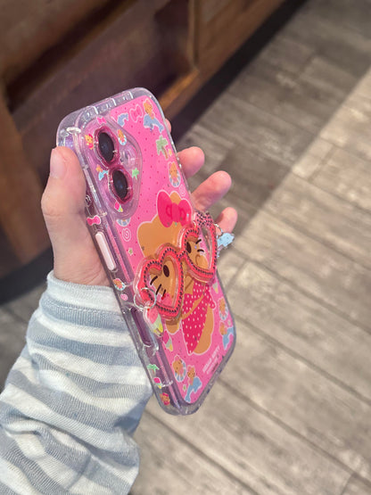 Kitty Pink Heart Glasses Clear Cute Kawaii Phone Case