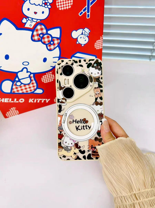 Leopard print magnetic Hello Kitty phone case