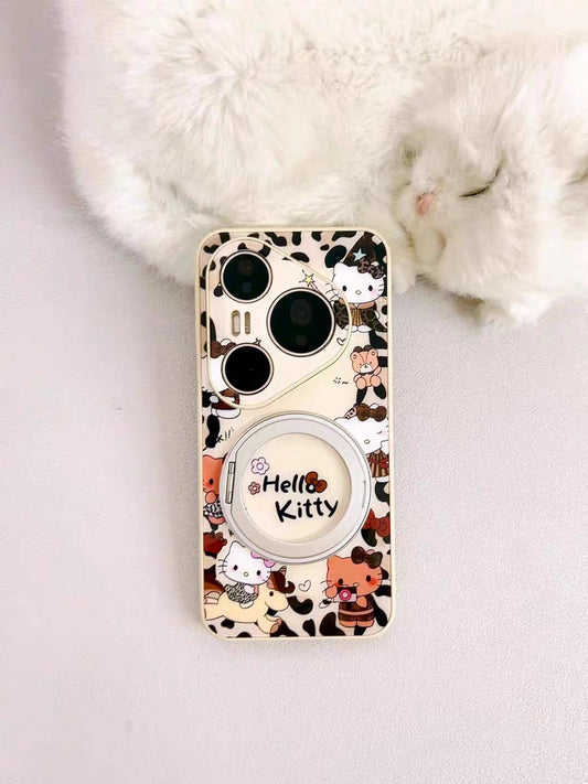 Leopard print magnetic Hello Kitty phone case