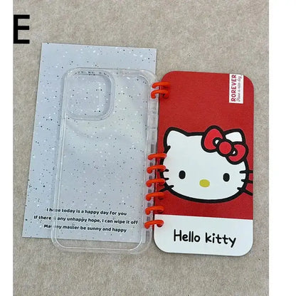 Kitty Notebook Flip Phone Case For iPhone Clear Sari Kuro Back Cover
