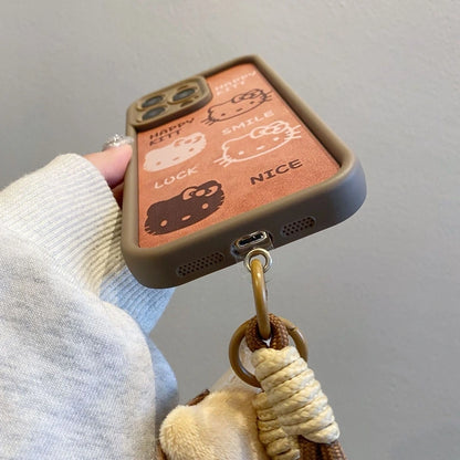 Coque souple en silicone antichoc avec cordon et motif léopard pour iPhone 17, 16, 15, 14, 13, 12, 11 Pro Max, X, XR, XS, 7, 8 Plus